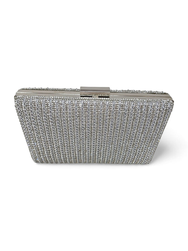 Silver diamante clutch