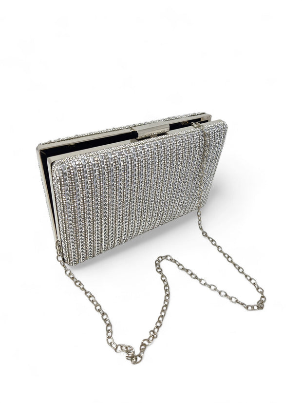 Silver diamante clutch