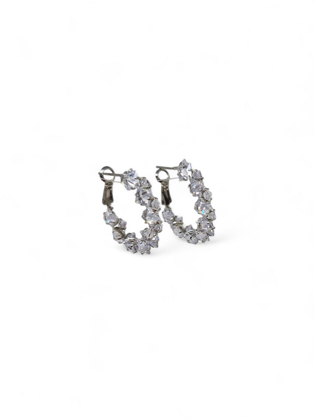 silver crystal hoops