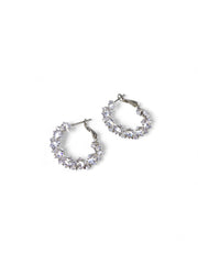 silver crystal hoops