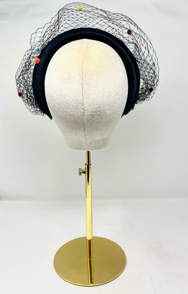 Padded headband with spotted veiling