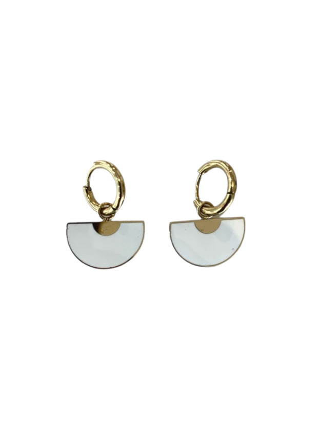 White & gold enamel earrings