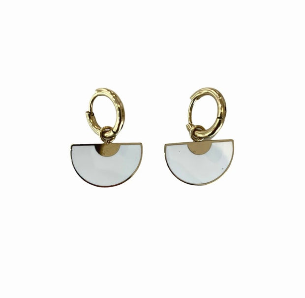 White & gold enamel earrings