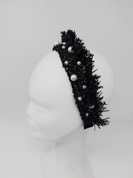 'Diva' Pearl Headband Black