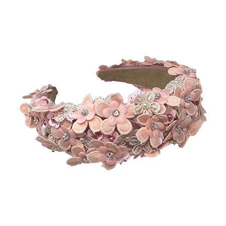 'Elodie' Floral Headband Pastel Pink