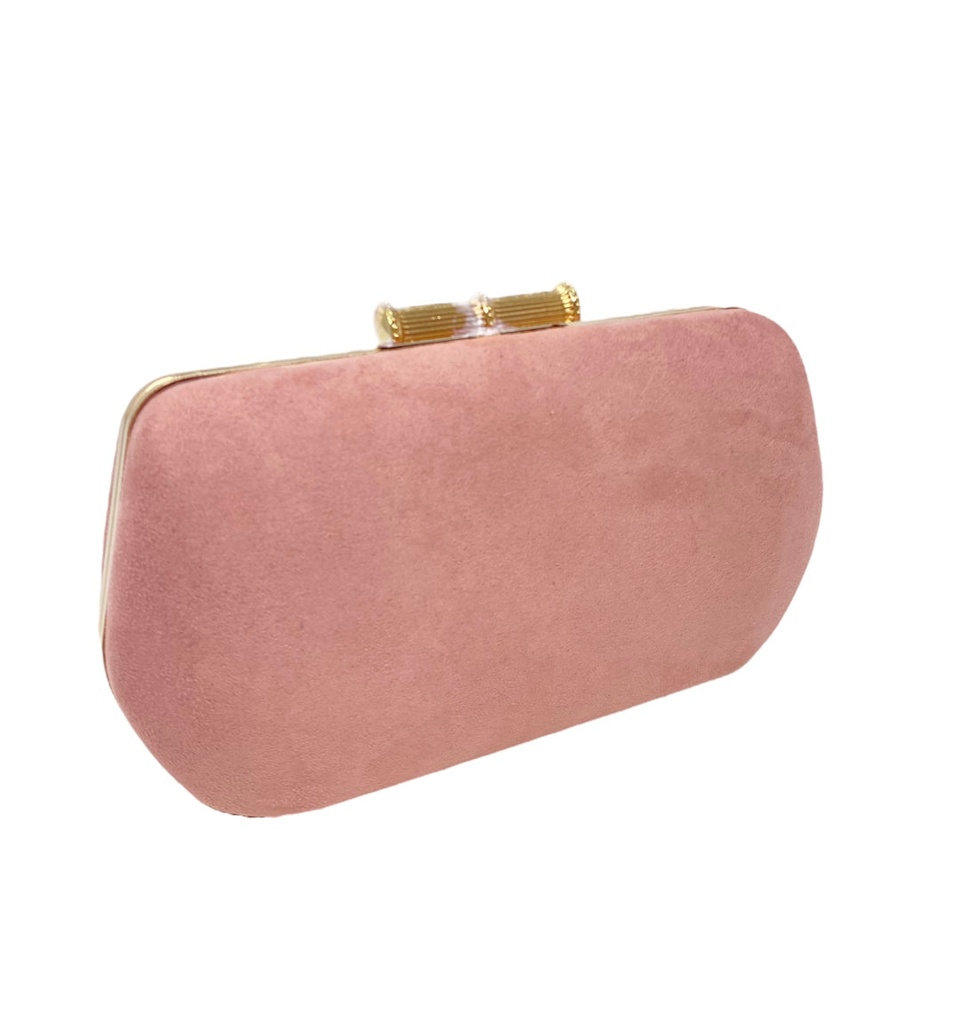 Emily Jean Atelier ROSE PINK FAUX SUEDE CLUTCH