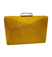 Mustard Faux Suede Cubic Clutch