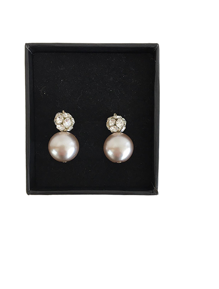 Champagne Pearl & Crystal Stud Earrings
