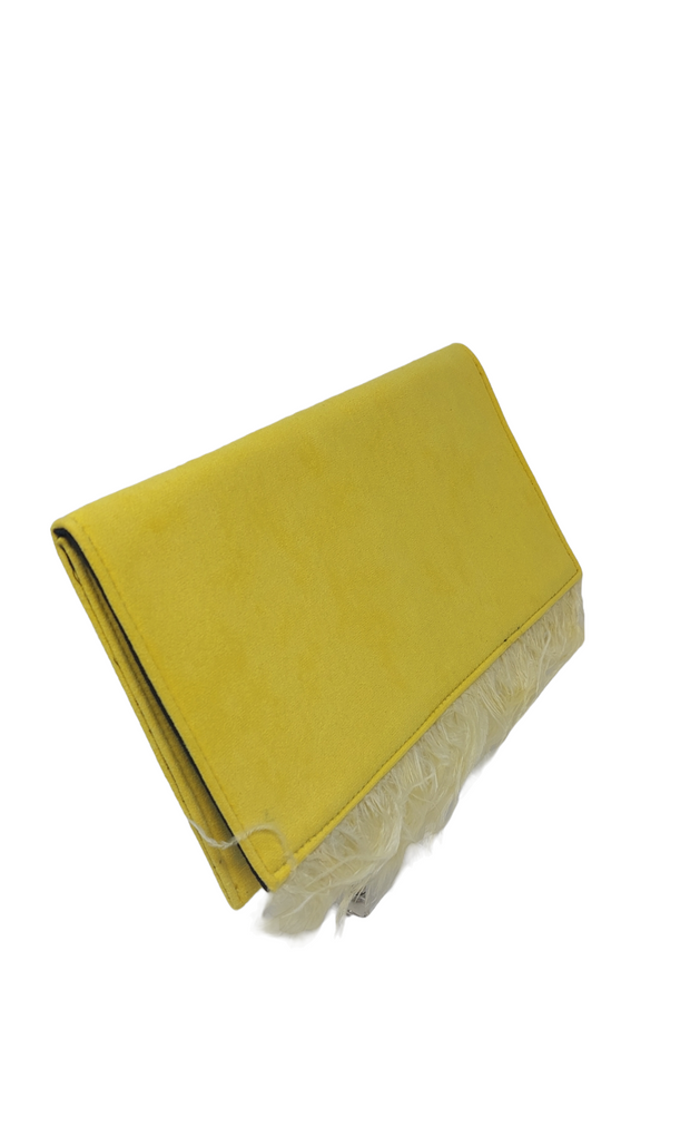 CANARY YELLOW FEATHER CLUTCH