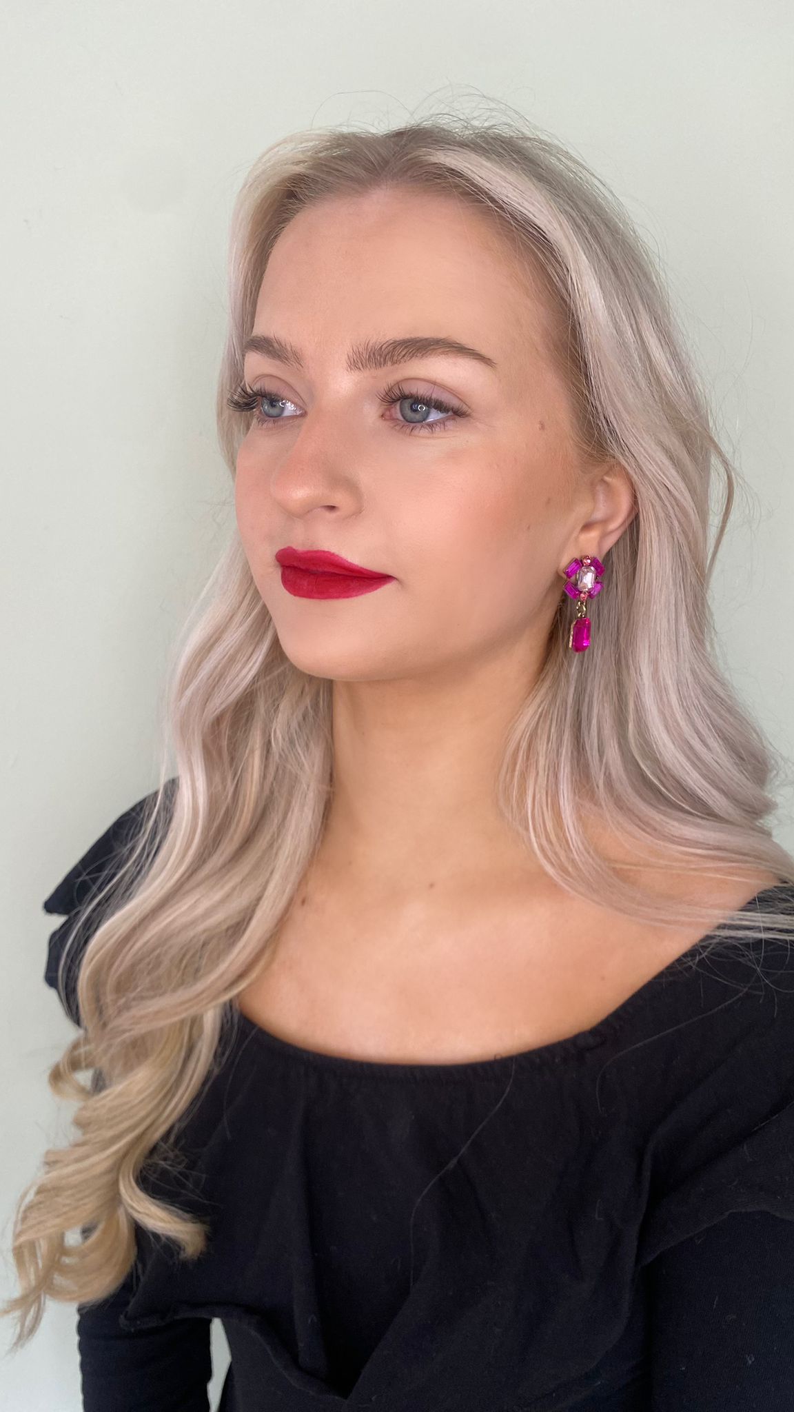 Fuchsia Pink Art Deco Earrings