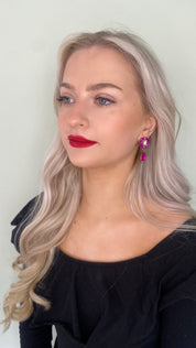 Fuchsia Pink Art Deco Earrings