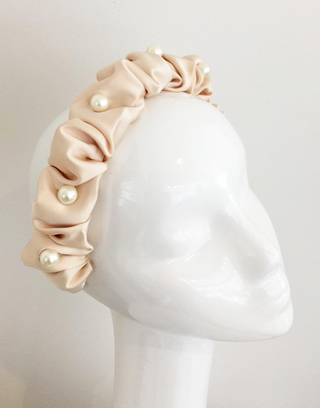 Satin ruched Headband in Peach colour