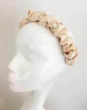 Satin Ruched Headband Peach