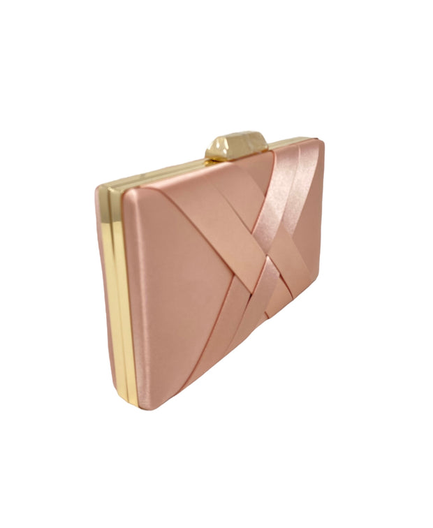 SALMON PINK PLEATED CLUTCH