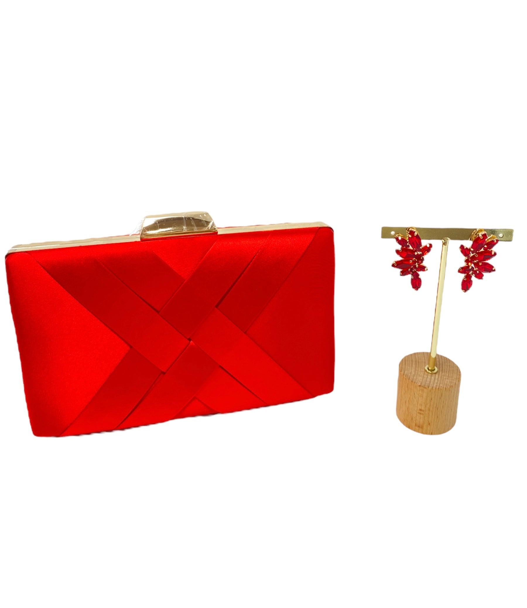 Cherry Red Pleated Clutch