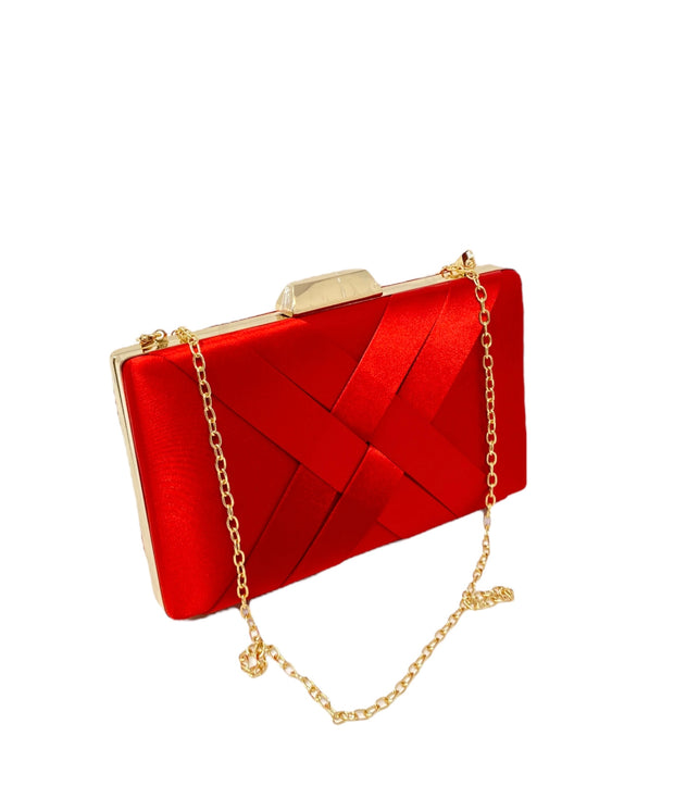 CHERRY RED PLEATED CLUTCH