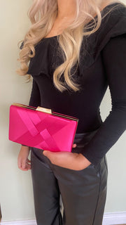 HOT PINK PLEATED CLUTCH
