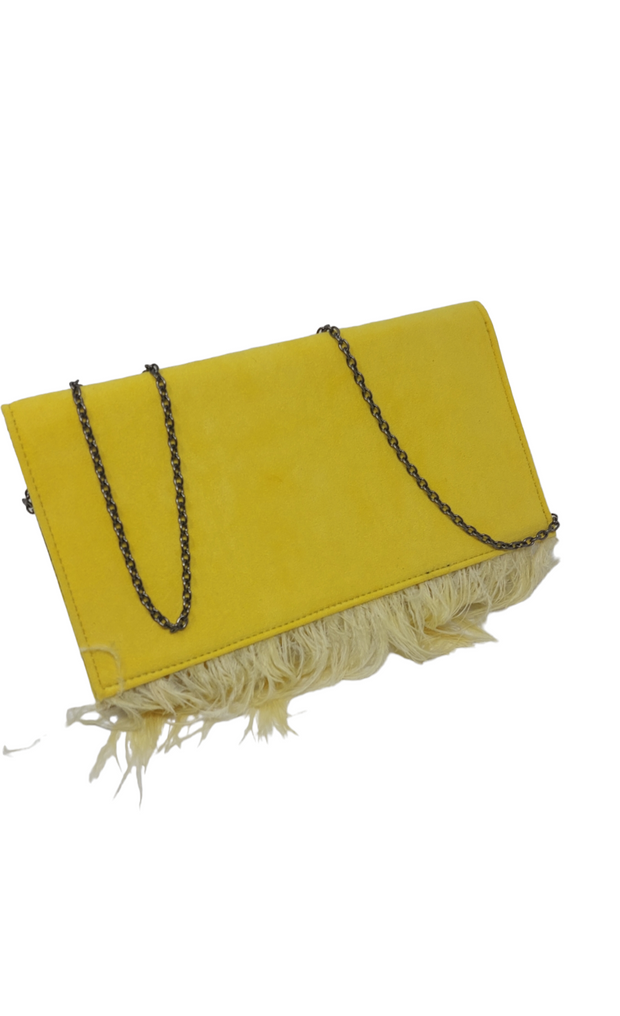 CANARY YELLOW FEATHER CLUTCH